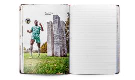 Notizbücher mit Euroskaladruck und Werbeseiten